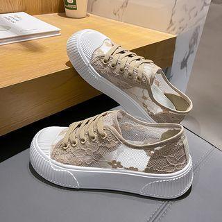 Lace Panel Platform Sneakers