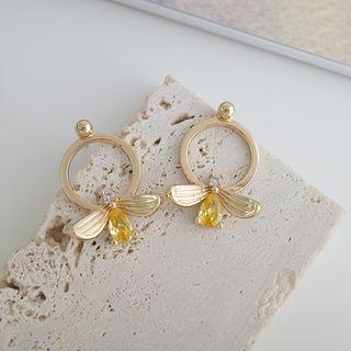 Alloy Faux Crystal Bee Dangle Earring 1 Pair - S925 Silver Needle - One Size
