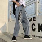 Leaf Print Straight-fit Jeans