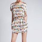 Short-sleeve Owl-printed Dress