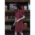 Gingham Puff-sleeve Shift Dress