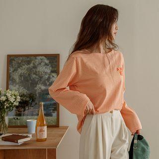 Letter Stripe Cotton T-shirt