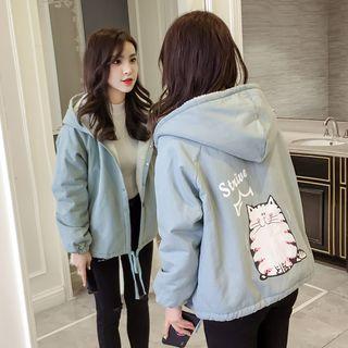 Cat Print Zip-up Hoodies