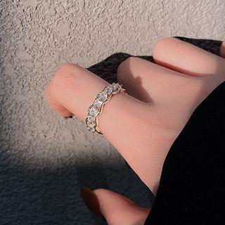 Rhinestone Open Ring J229 - 1pc - Gold - One Size