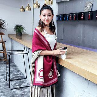 Fray Hem Printed Winter Scarf