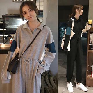 Long-sleeve Polo Jumpsuit