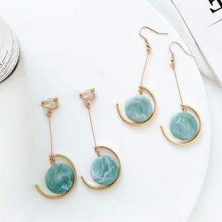 Marble Disc Earring / Clip-on Earring