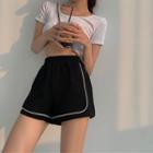 Elastic High-waist Wide-leg Sweatshorts