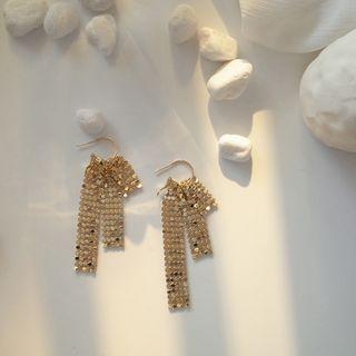 Metal Fringe Drop Earring 1 Pair - S925 Silver - Gold - One Size