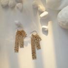 Metal Fringe Drop Earring 1 Pair - S925 Silver - Gold - One Size