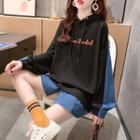 Two-tone Panel Lettering Hoodie