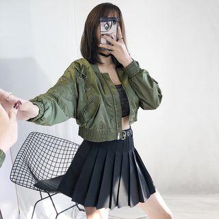 Cropped Zip Bomber Jacket