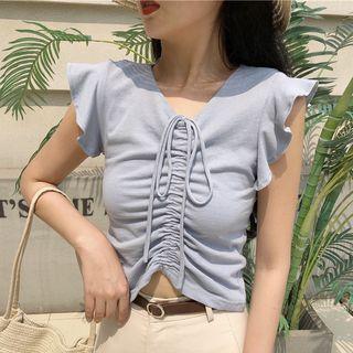 Frill Trim Drawstring Tank Top