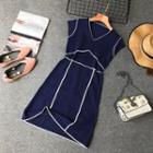 Sleeveless Contrast-trim A-line Midi Dress
