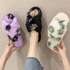 Floral Print Furry Slippers