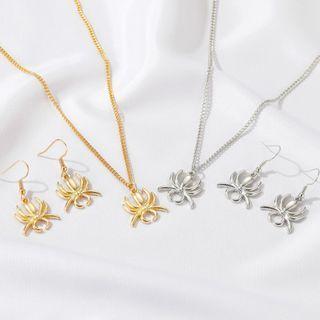 Set: Spider Drop Earring + Pendant Necklace