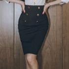 Double-buttoned Pencil Skirt