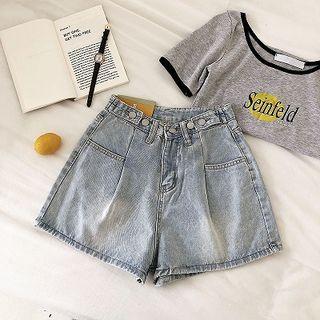 High-waist Denim A-line Shorts