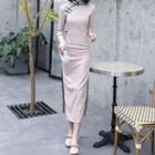 3/4-sleeve Frog Buttoned Qipao Dress