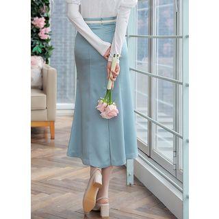Slit-back Satin Long Mermaid Skirt