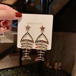 Rhinestone Star Fish Bone Dangle Earring 1 Pair - Gold - One Size