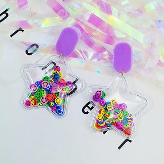Acrylic Smiley Star Dangle Earring