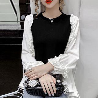 Paneled Ruffled Blouse