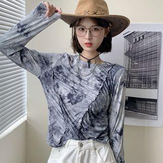Crewneck Ruffle Two Tone Top