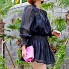 Smocked Organza Blouse & Skort Set