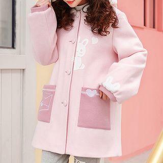 Pocketed Hooded Button Coat