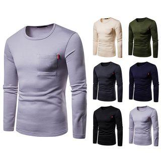 Long Sleeve Pocket Plain T-shirt