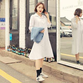 Open-placket A-line Shirtdress