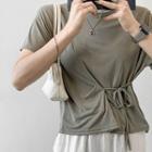 Tie-waist Textured T-shirt