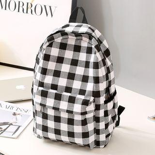 Checked Lightweight Backpack Plaid - Black & White - One Size