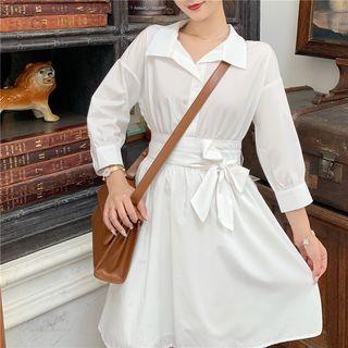 Long-sleeve Shirtdress White - One Size