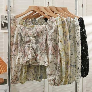 Ruffled Drawstring Smocked Crop Top In 6 Colors