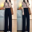 Striped T-shirt / Wide Leg Pants / Set