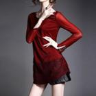 Long Sleeve Embellished Panel T-shirt