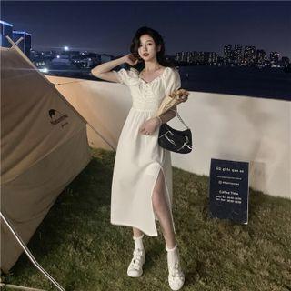 Plain Pleated A-line Dress / Plain Cardigan