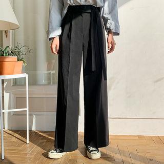 Tie-neck Pleated-front Pants
