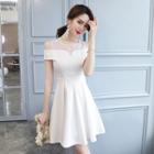 Short-sleeve Sheer Panel Cutout A-line Mini Dress