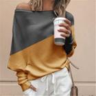 Two-tone One-shoulder Pullover