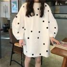 Dotted Puff-sleeve Mini T-shirt Dress