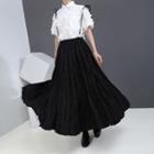 Suspender Ruffle Maxi A-line Skirt