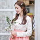 Hanbok Top (floral / Pink)