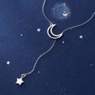 925 Sterling Silver Moon & Star Y Necklace S925 Silver - As Shown In Figure - One Size