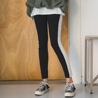 Fuax-fur Lined Pipe-trim Leggings