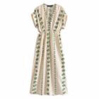 Batwing-sleeve Print Midi A-line Dress