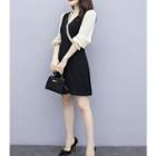 Long-sleeve Chiffon Paneled Mini Dress