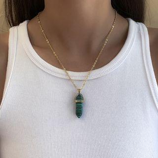Faux Crystal Pendant Alloy Necklace